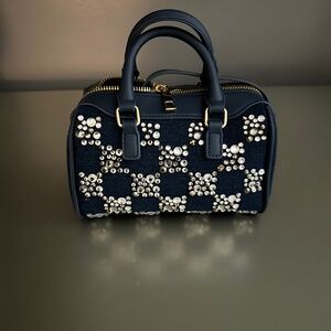 Denim studded small purse